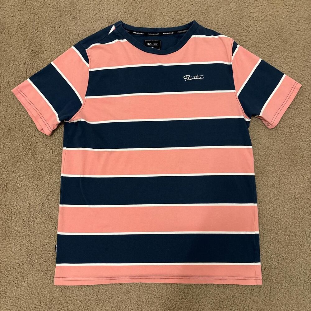 Primitive Men's Pink and Navy T-shirt
